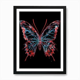 Red And Blue Butterfly Art Print