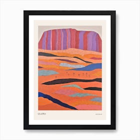 Uluru Australia 3 Colourful Mountain Illustration Poster Art Print