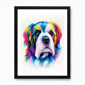 Grand Basset Griffon Vendeen Rainbow Oil Painting Dog Art Print