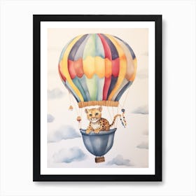 Baby Cheetah 2 In A Hot Air Balloon Art Print