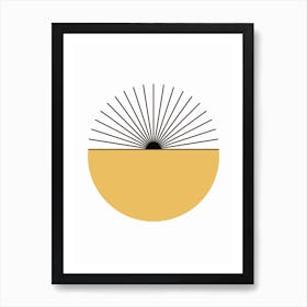 Sun Rays Yellow Minimal Mid Century Abstract Art Print