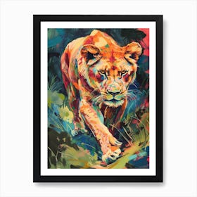 Transvaal Lion Lioness On The Prowl Fauvist Painting 1 Art Print