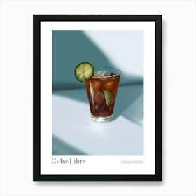 Cuba Libre Illustrated Cocktail Print Art Print