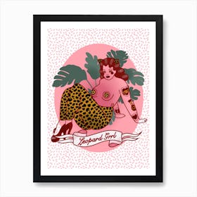 Tattooed Leopard Print Girl Art Print