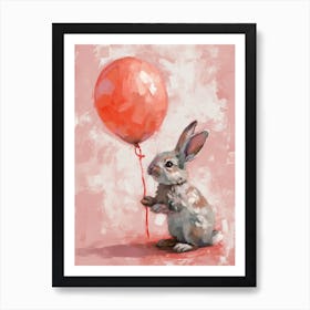 Cute Rabbit 11 With Balloon Art Print