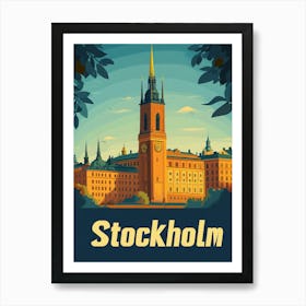 Aihrgdesign A Retro Travel Poster For Stockholm Featuring The 71a2f69c F791 42af 820e 0ab9b0d8fcf6 1 Art Print