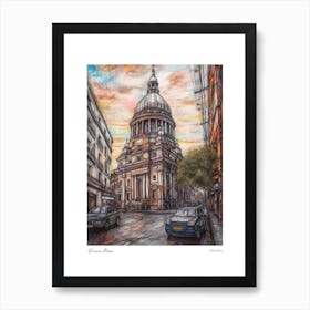 Buenos Aires Argentina Drawing Pencil Style 4 Travel Poster Art Print