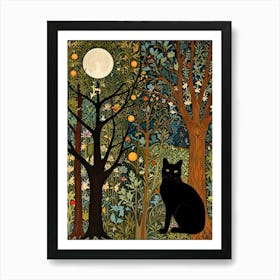 William Morris Black Cat In The Forest 8 Art Print