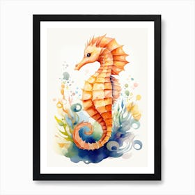 A Seahorse Watercolour In Autumn Colours 0 Art Print