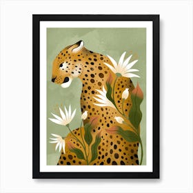 Fierce Leopard In Green Art Print