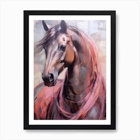 Horse Head Painting Close Up Pink Tones Art Print