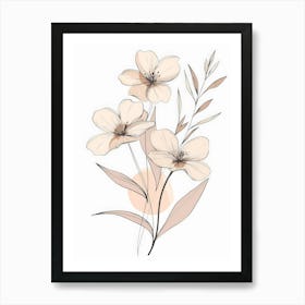 Flowers On A White Background 4 Art Print