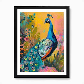 Colourful Brushstroke Peacock 9 Art Print