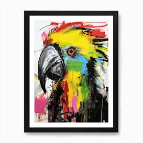 Graffiti Chronicles: Parrot Tales in Basquiat's World Art Print