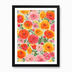 Ranunculus Floral Print Warm Tones 2 Flower Art Print