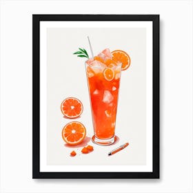 Aperol With Ice And Orange Watercolor Vertical Composition 18 Poster