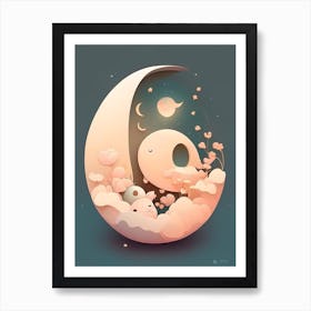Lunar Kawaii Kids Space Art Print