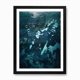 Abstract Scuba Diving Blue Art Print