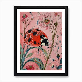 Floral Animal Painting Ladybug 1 Art Print