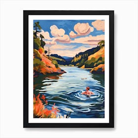 Wild Swimming At Loch Achray Scotland 4 Art Print