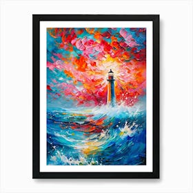 Lighthouse In The Ocean Art Print