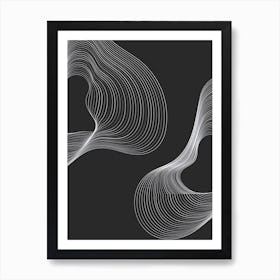 Abstract Wave Lines On Black Background Art Print
