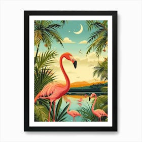 Greater Flamingo Portugal Tropical Illustration 4 Art Print