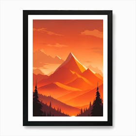 Misty Mountains Vertical Composition In Orange Tone 63 Art Print