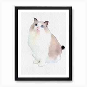Watercolor Painting Cute Cat 4 Art Print