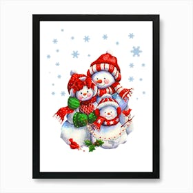 Happy Snowman Family Art Print