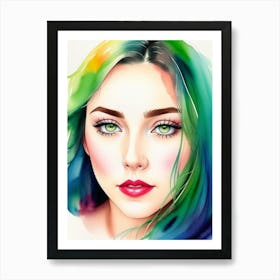 Portrait Of A Woman With Colorful Hair 3 Art Print