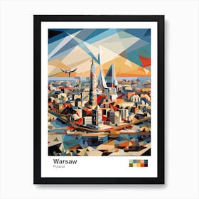 Warsaw, Poland, Geometric Illustration 1 Poster Art Print