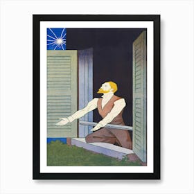 Vintage Man In Front Of A Window Illustration, Edward Penfield Art Print