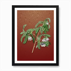 Vintage Spaendoncea Tamarandifolia Botanical on Falu Red Pattern n.1892 Art Print