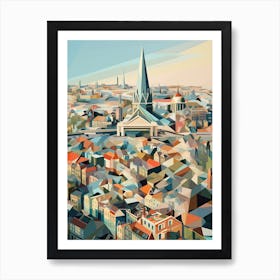 Antwerp, Belgium, Geometric Illustration 2 Art Print