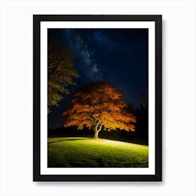 Lone Tree At Night 1 Art Print