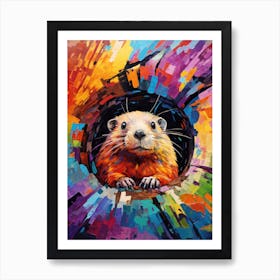 Groundhog In A Hole Art Print