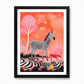 Linework Zebra In The Wild 1 Art Print