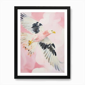 Pink Ethereal Bird Painting Crested Caracara Art Print