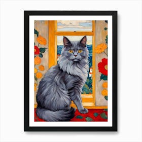 Cat By The Window Art Print