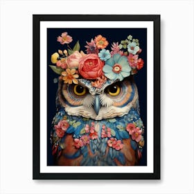 Bird With A Flower Crown Owl 3 Art Print