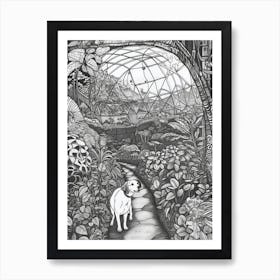 Drawing Of A Dog In Eden Project Gardens, United Kingdom In The Style Of Black And White Colouring Pages Line Art 01 Art Print