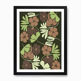 Flowers Leaves Plant Botanical Boho Bohemian Minimalist Nature Art Print