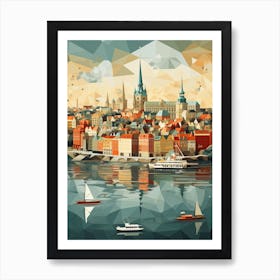 Stockholm, Sweden, Geometric Illustration 3 Art Print