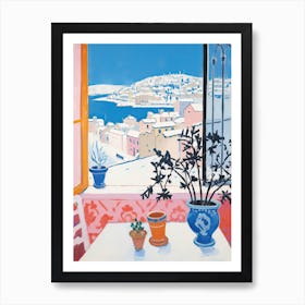 The Windowsill Of Dubrovnik   Croatia Snow Inspired By Matisse 2 Art Print