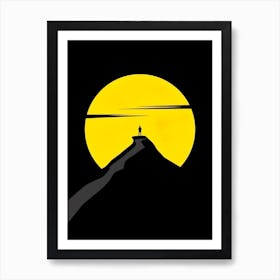 Silhouette Of A Man On A Mountain Art Print