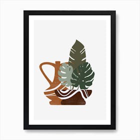 Terracotta Pot With Plants Art Print
