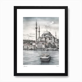 Istanbul Turkey Drawing Pencil Style 2 Travel Poster Art Print