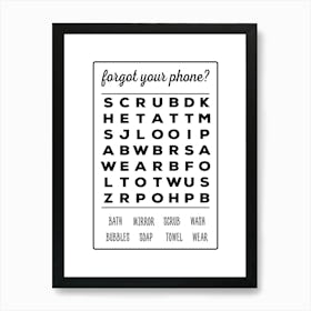 Forget Your Phone Wordsearch Art Print