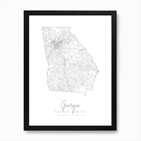 Georgia Minimal Street Map Art Print